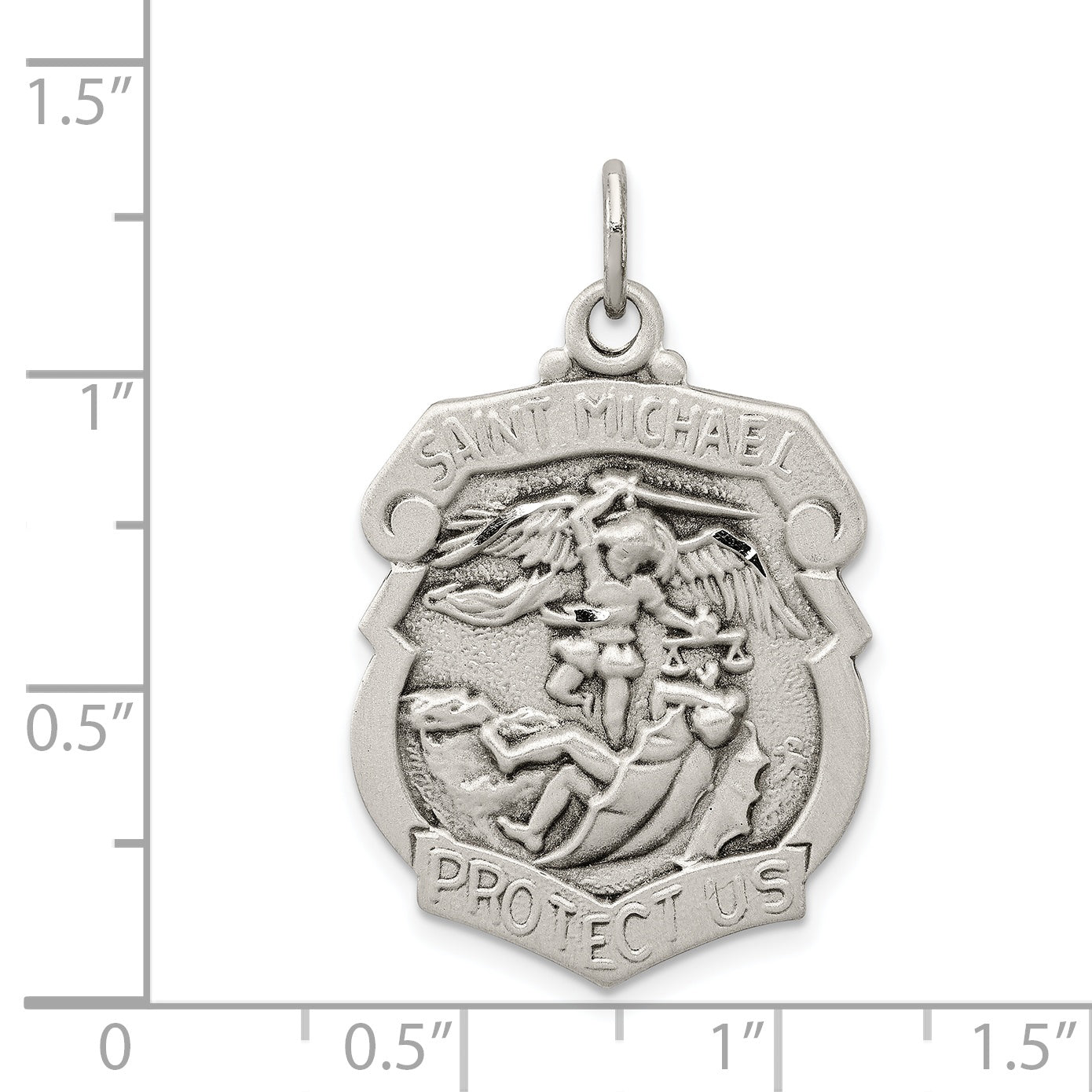 Sterlingsilber Antikisiert Diamantiert St. Michael Abzeichen Medaille