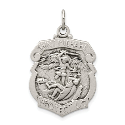 Sterlingsilber Antikisiert Diamantiert St. Michael Abzeichen Medaille
