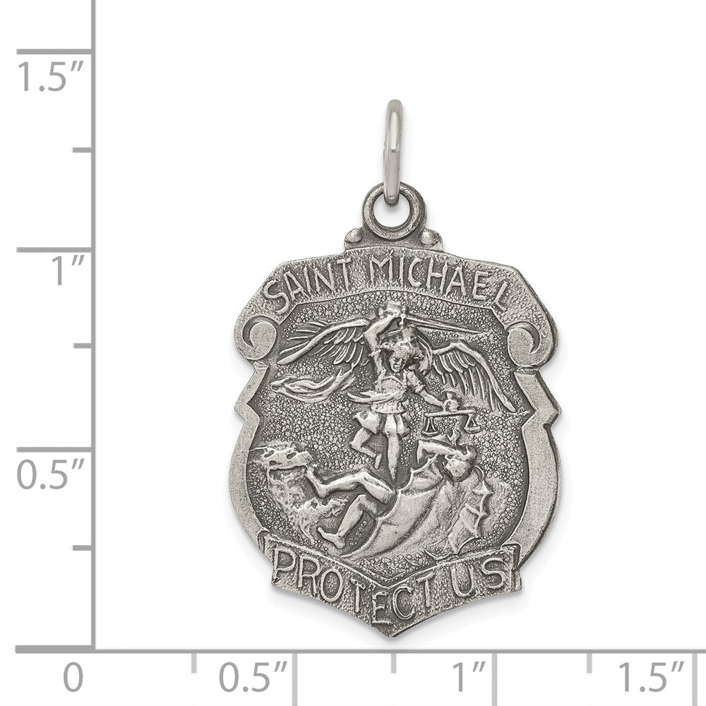 Sterlingsilber Antikisiert St. Michael Abzeichen Medaille