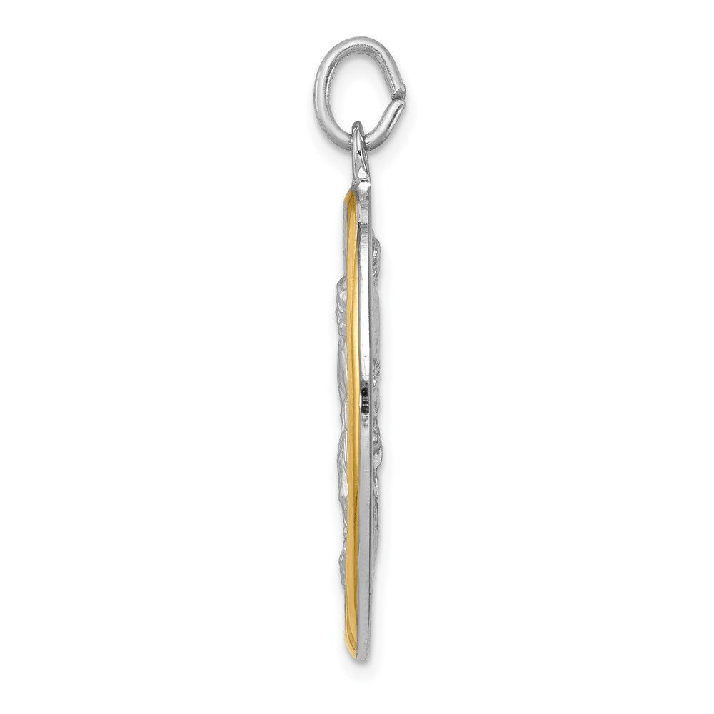 Sterlingsilber Wendbar Rhodiniert & Vermeil St. Michael Medaille