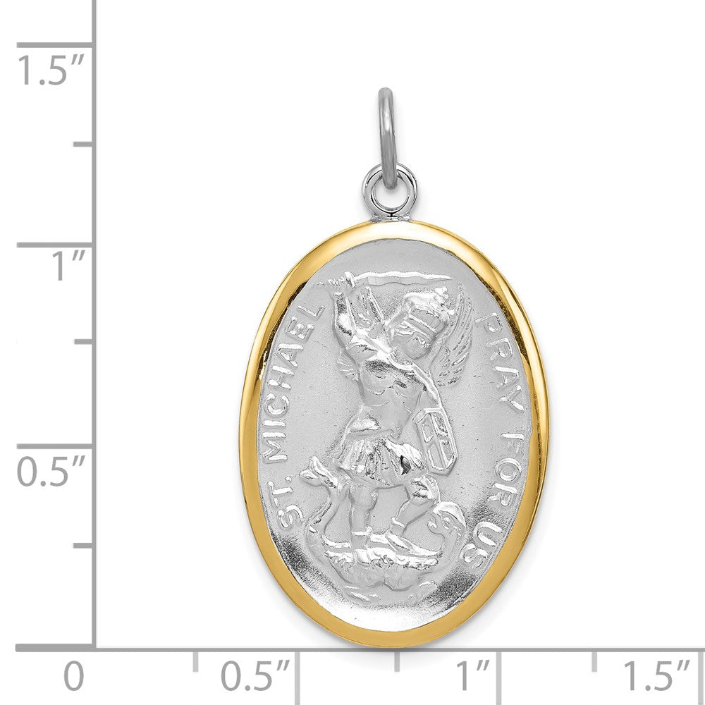Sterlingsilber Wendbar Rhodiniert & Vermeil St. Michael Medaille