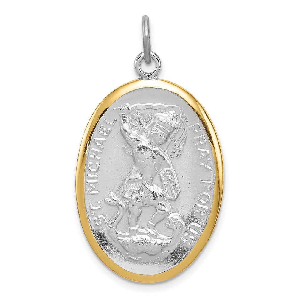 Sterlingsilber Wendbar Rhodiniert & Vermeil St. Michael Medaille