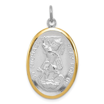 Sterlingsilber Wendbar Rhodiniert & Vermeil St. Michael Medaille