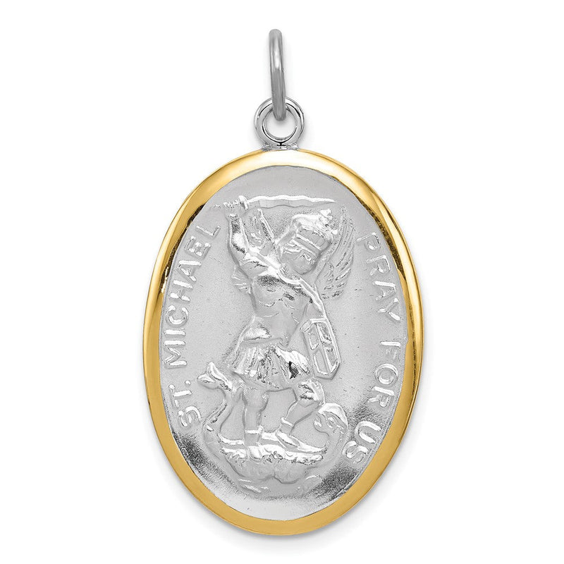 Sterlingsilber Wendbar Rhodiniert & Vermeil St. Michael Medaille