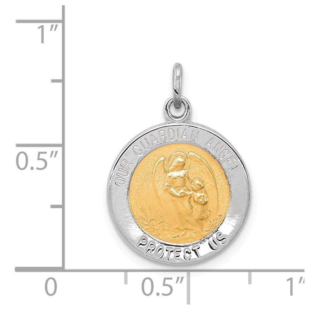 Sterlingsilber Rhodiniert & Vermeil Schutzengel Engel Medaille