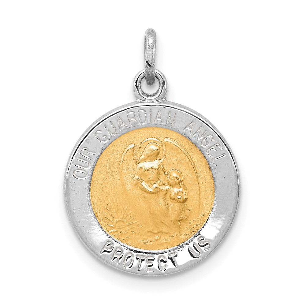 Sterlingsilber Rhodiniert & Vermeil Schutzengel Engel Medaille