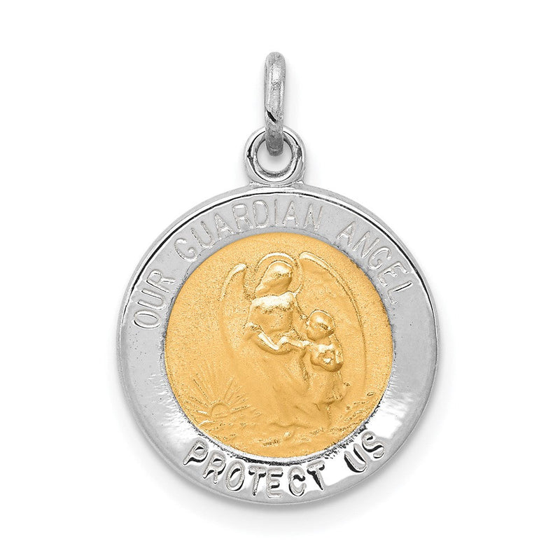 Sterlingsilber Rhodiniert & Vermeil Schutzengel Engel Medaille