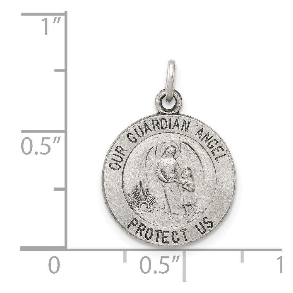 Sterlingsilber Antikisiert Schutzengel Engel Medaille