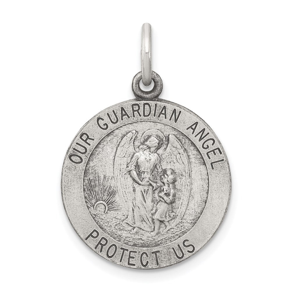 Sterlingsilber Antikisiert Schutzengel Engel Medaille