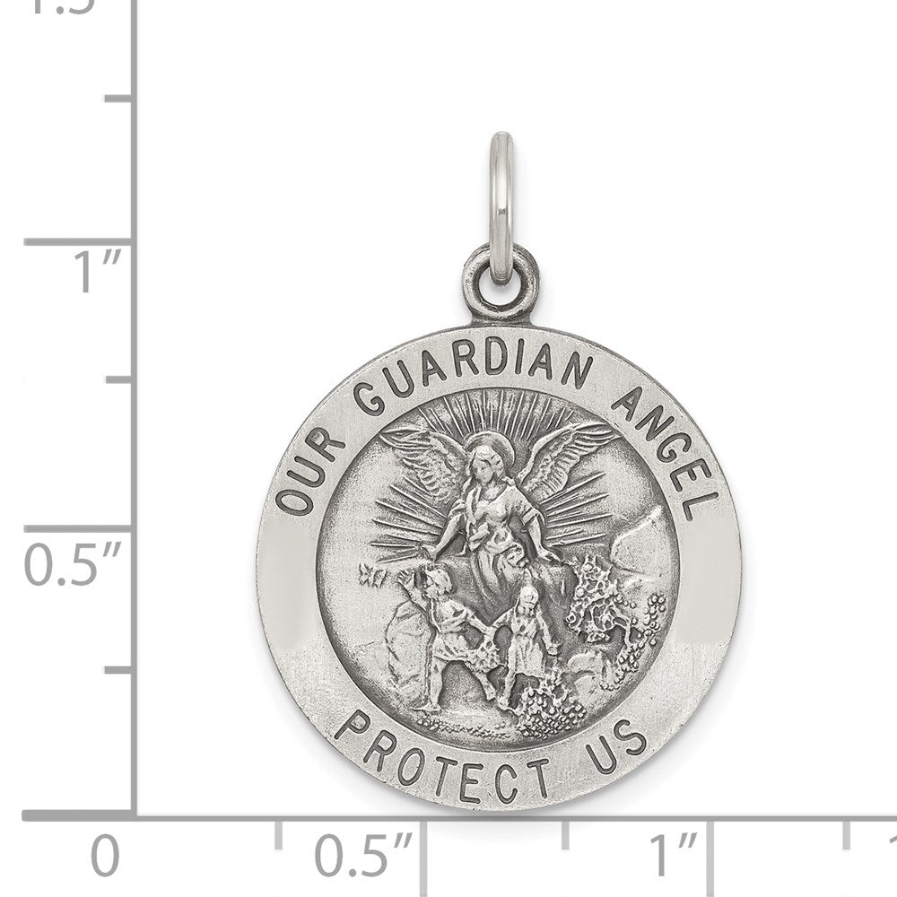 Sterlingsilber Antikisiert Schutzengel Engel Medaille