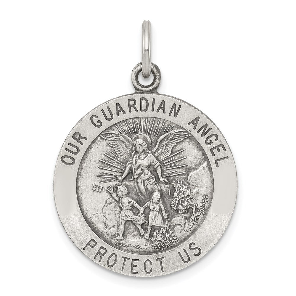 Sterlingsilber Antikisiert Schutzengel Engel Medaille