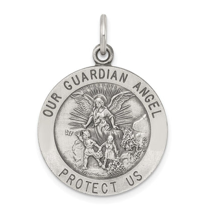 Sterlingsilber Antikisiert Schutzengel Engel Medaille