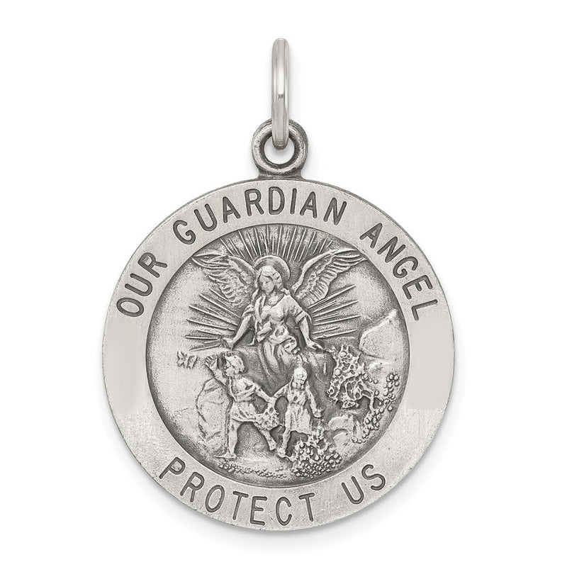 Sterlingsilber Antikisiert Schutzengel Engel Medaille