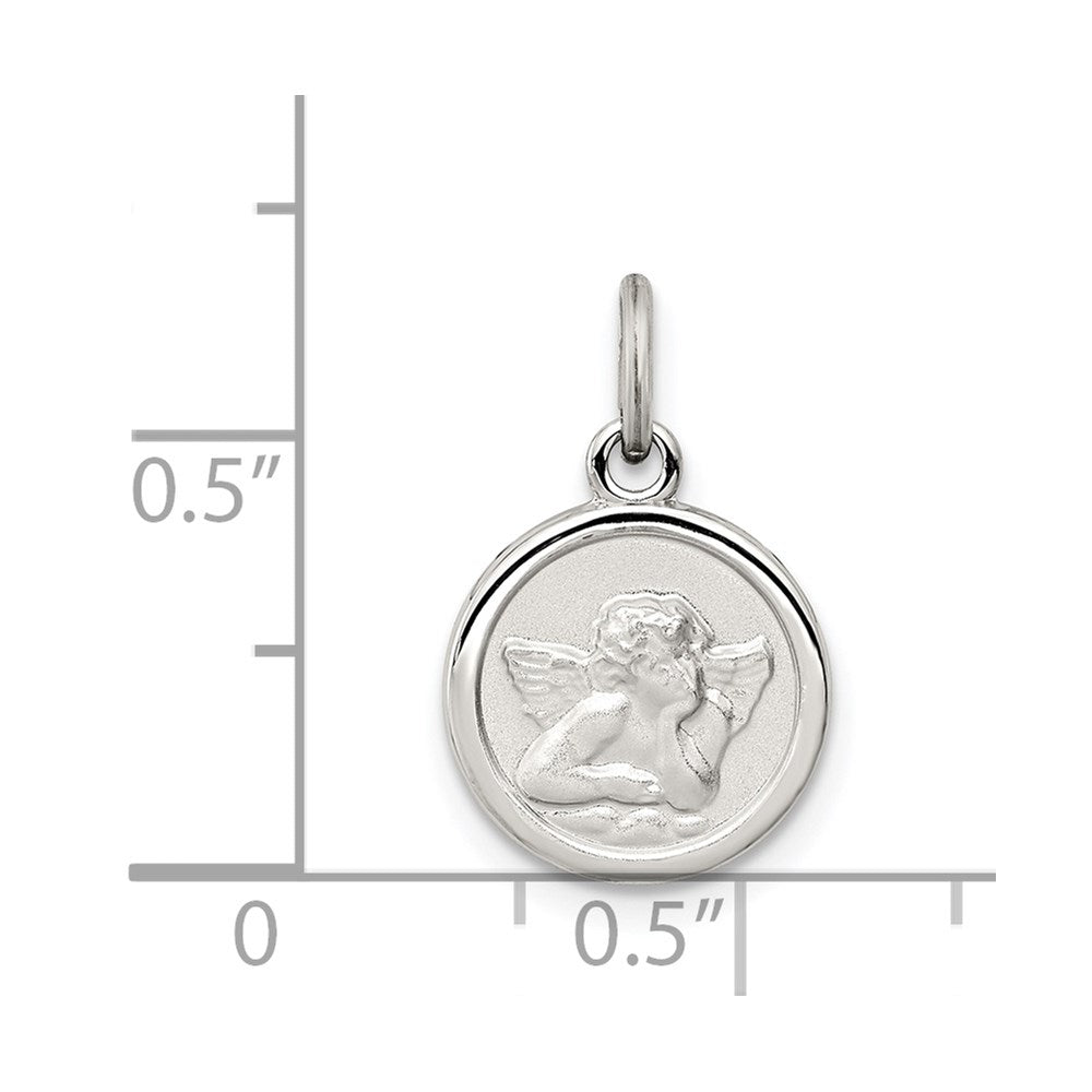 Sterlingsilber Rhodiniert Engel Medaille Charm