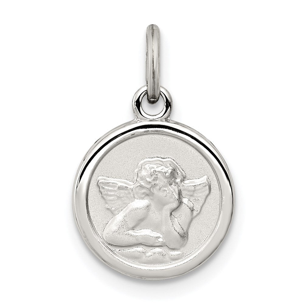 Sterlingsilber Rhodiniert Engel Medaille Charm