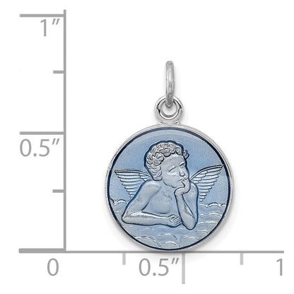 Sterlingsilber Rhodiniert Blau Epoxid Engel Charm