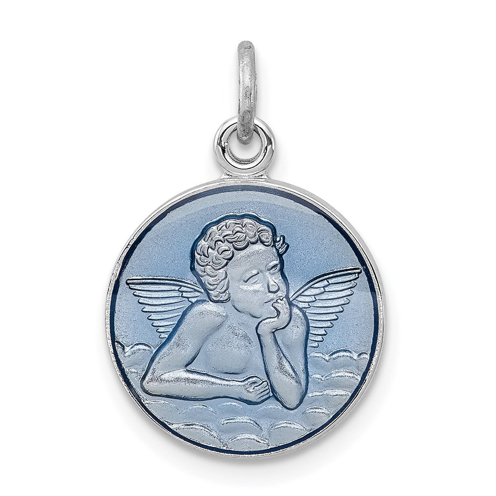 Sterlingsilber Rhodiniert Blau Epoxid Engel Charm