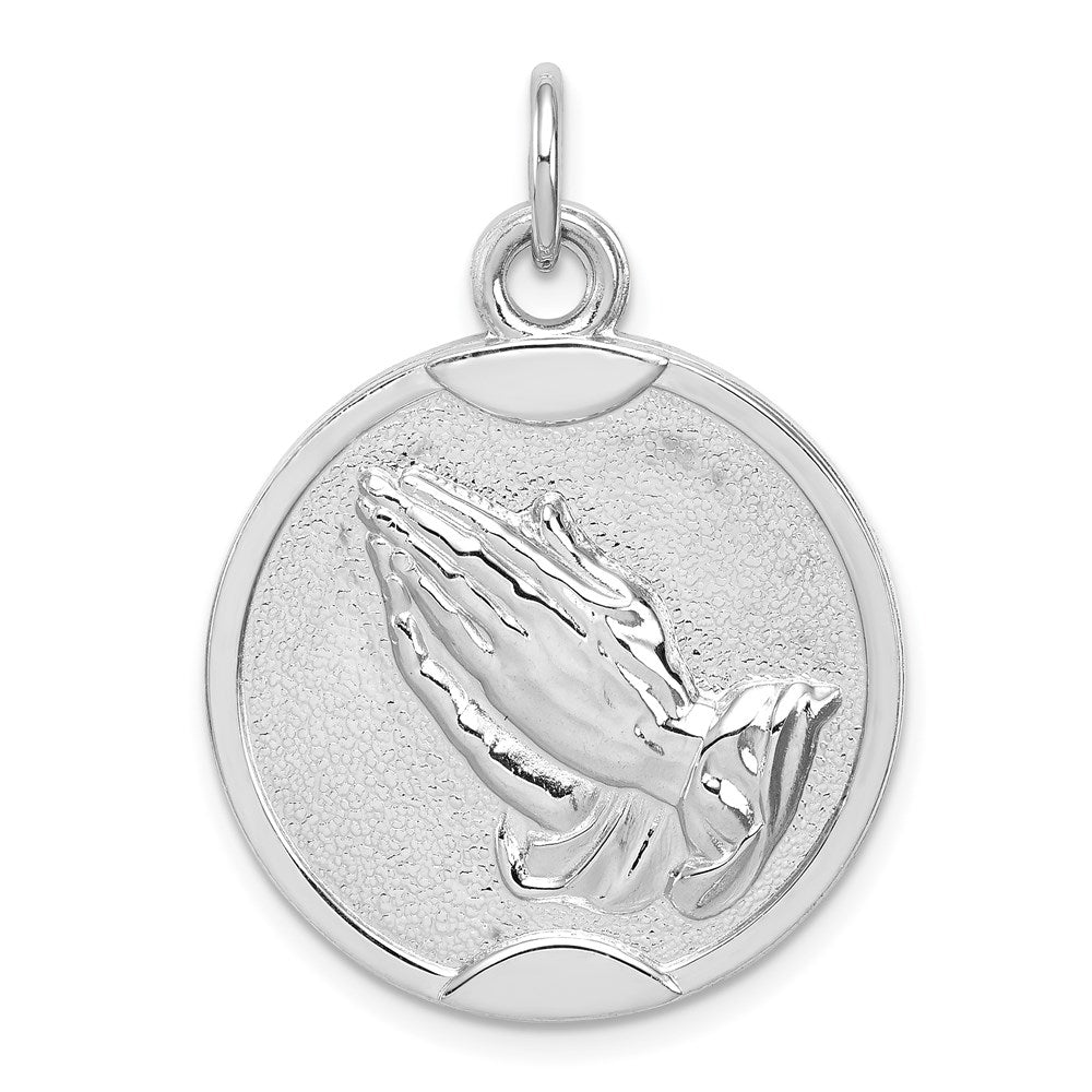 Sterlingsilber Rhodiniert Betend Hands Serenity Gebet auf Rückseite Medaille