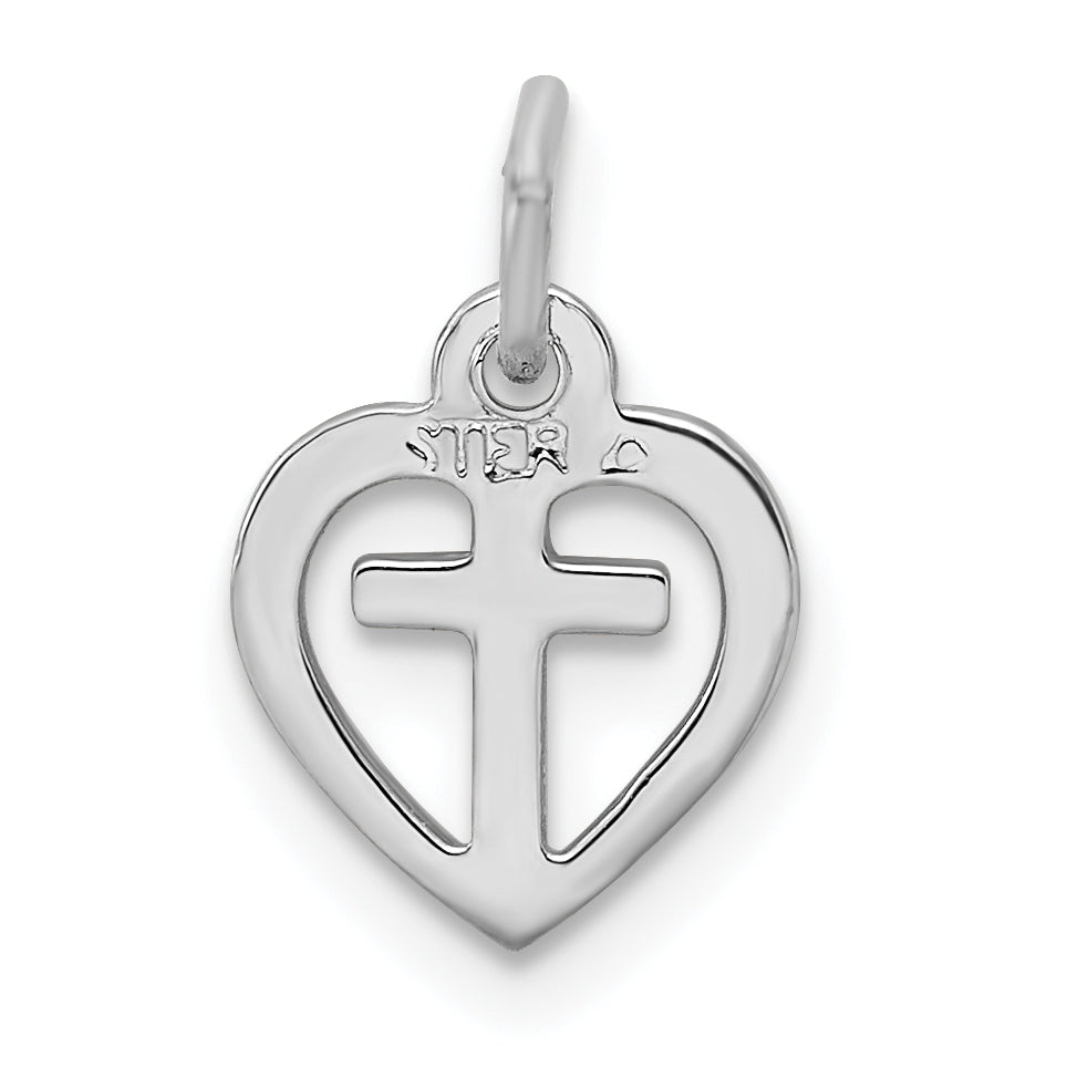 Sterlingsilber Rhodiniert & Vermeil Kreuz in Herz Charm