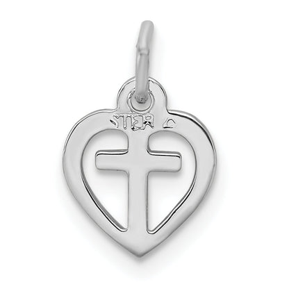 Sterlingsilber Rhodiniert & Vermeil Kreuz in Herz Charm