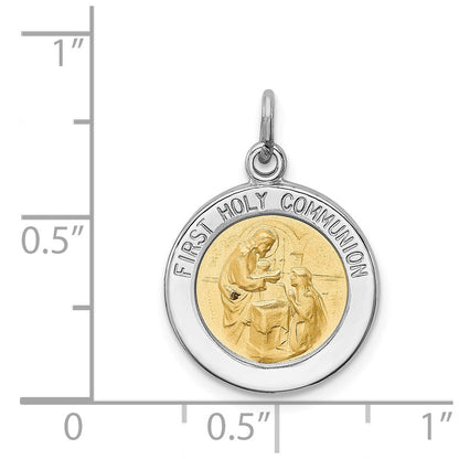 Sterlingsilber Rhodiniert & Vermeil Heilig Kommunion Medaille