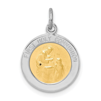 Sterlingsilber Rhodiniert & Vermeil Heilig Kommunion Medaille