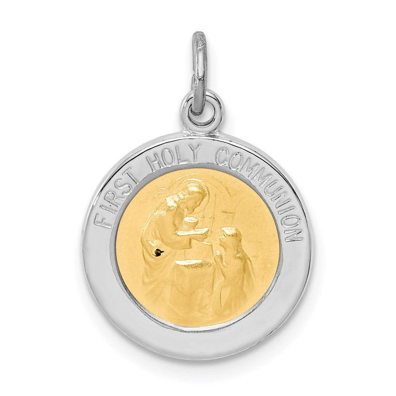Sterlingsilber Rhodiniert & Vermeil Heilig Kommunion Medaille