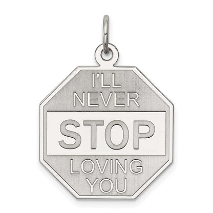 Sterlingsilber Rhodiniert I'll Never Stop Loving You Charm