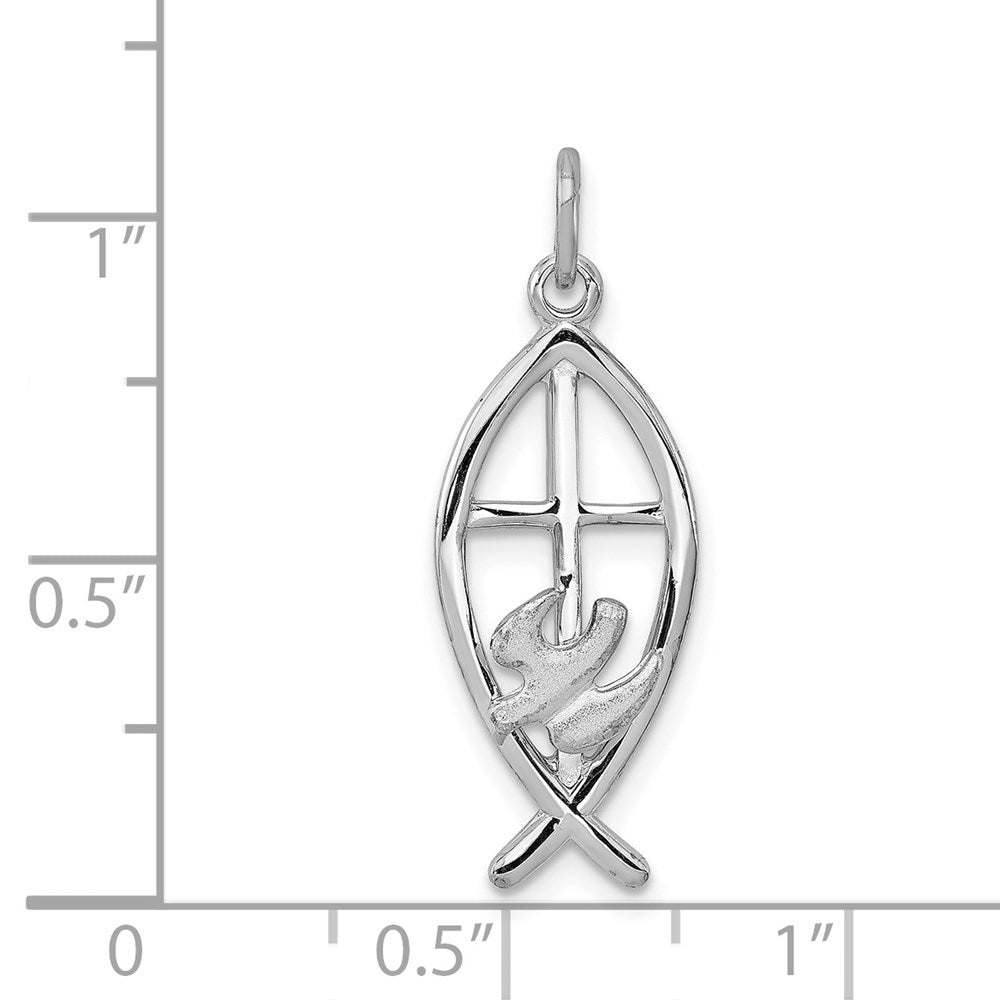 Sterlingsilber Rhodiniert Ichthus Fisch Charm