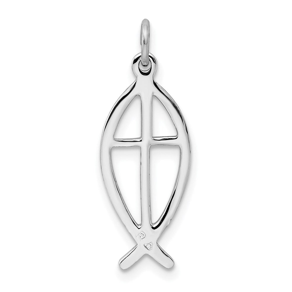 Sterlingsilber Rhodiniert Ichthus Fisch Charm