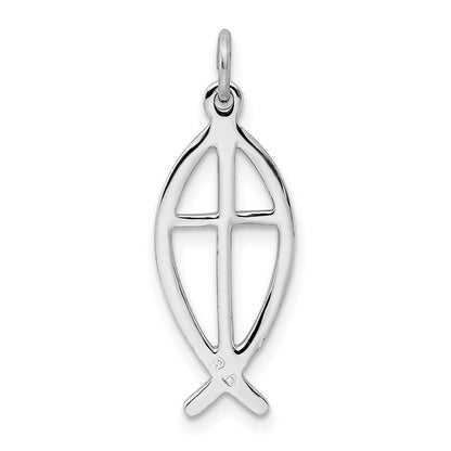 Sterlingsilber Rhodiniert Ichthus Fisch Charm