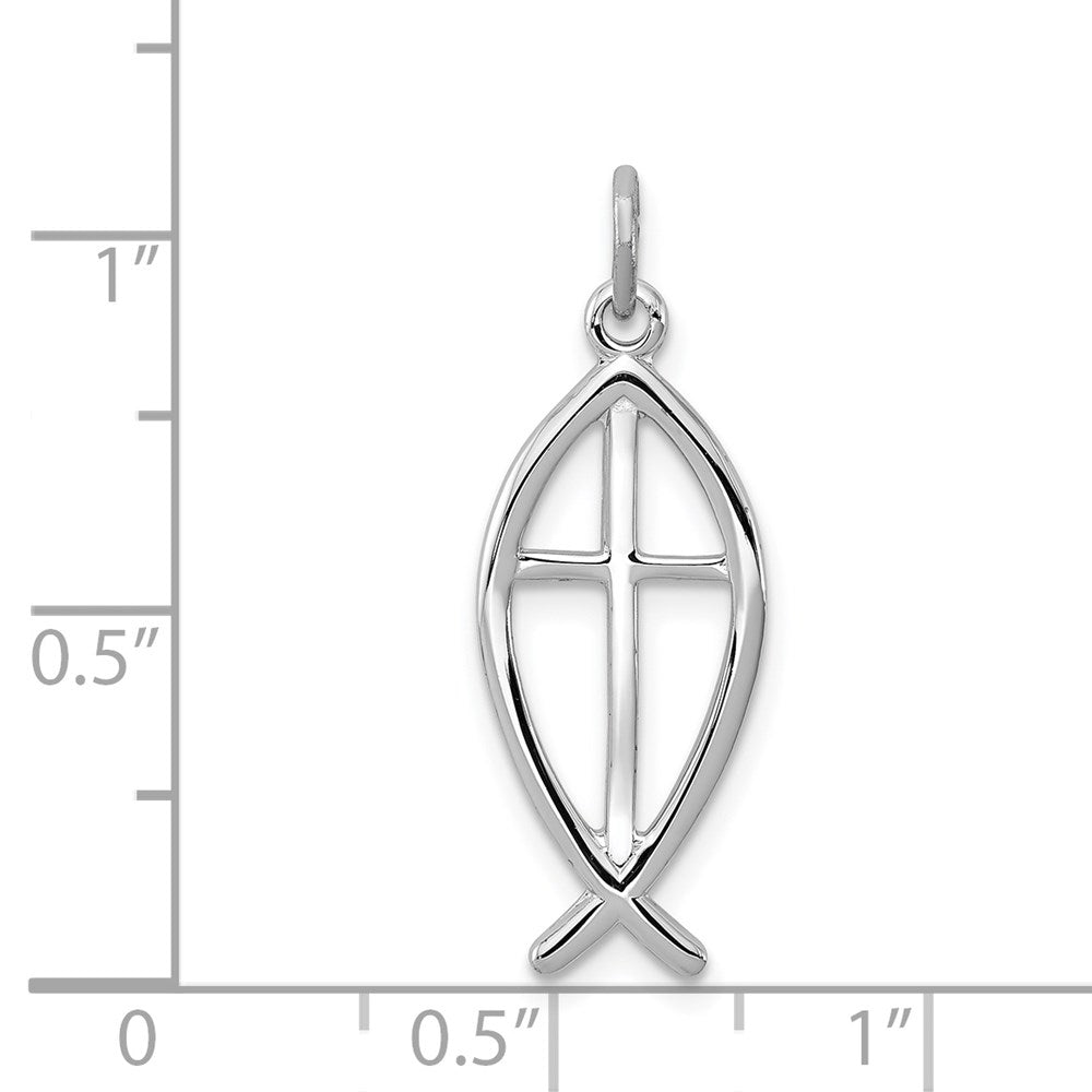 Sterlingsilber Rhodiniert Ichthus Fisch Charm