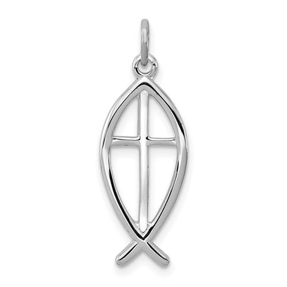 Sterlingsilber Rhodiniert Ichthus Fisch Charm