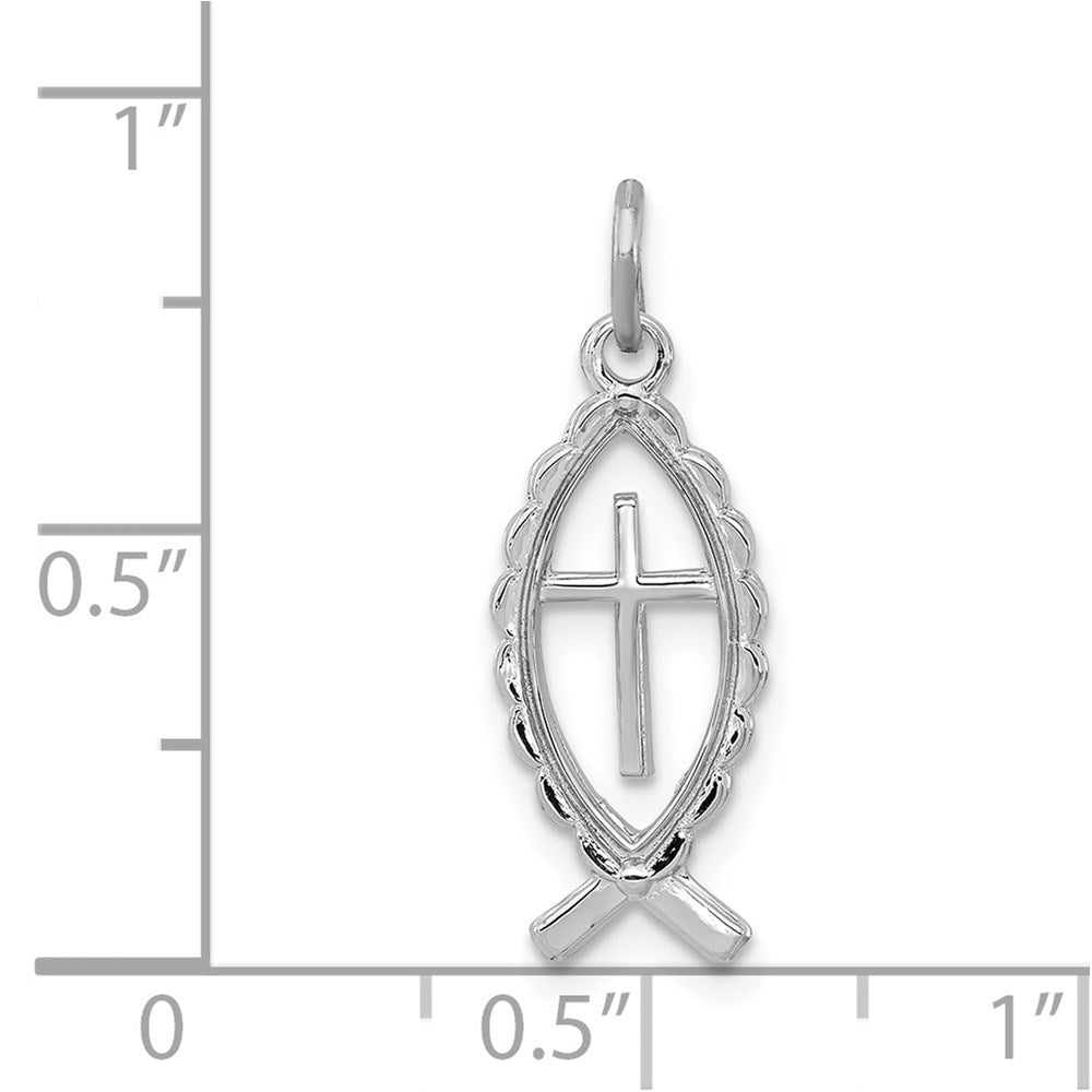 Sterlingsilber Rhodiniert Ichthus Fisch Charm