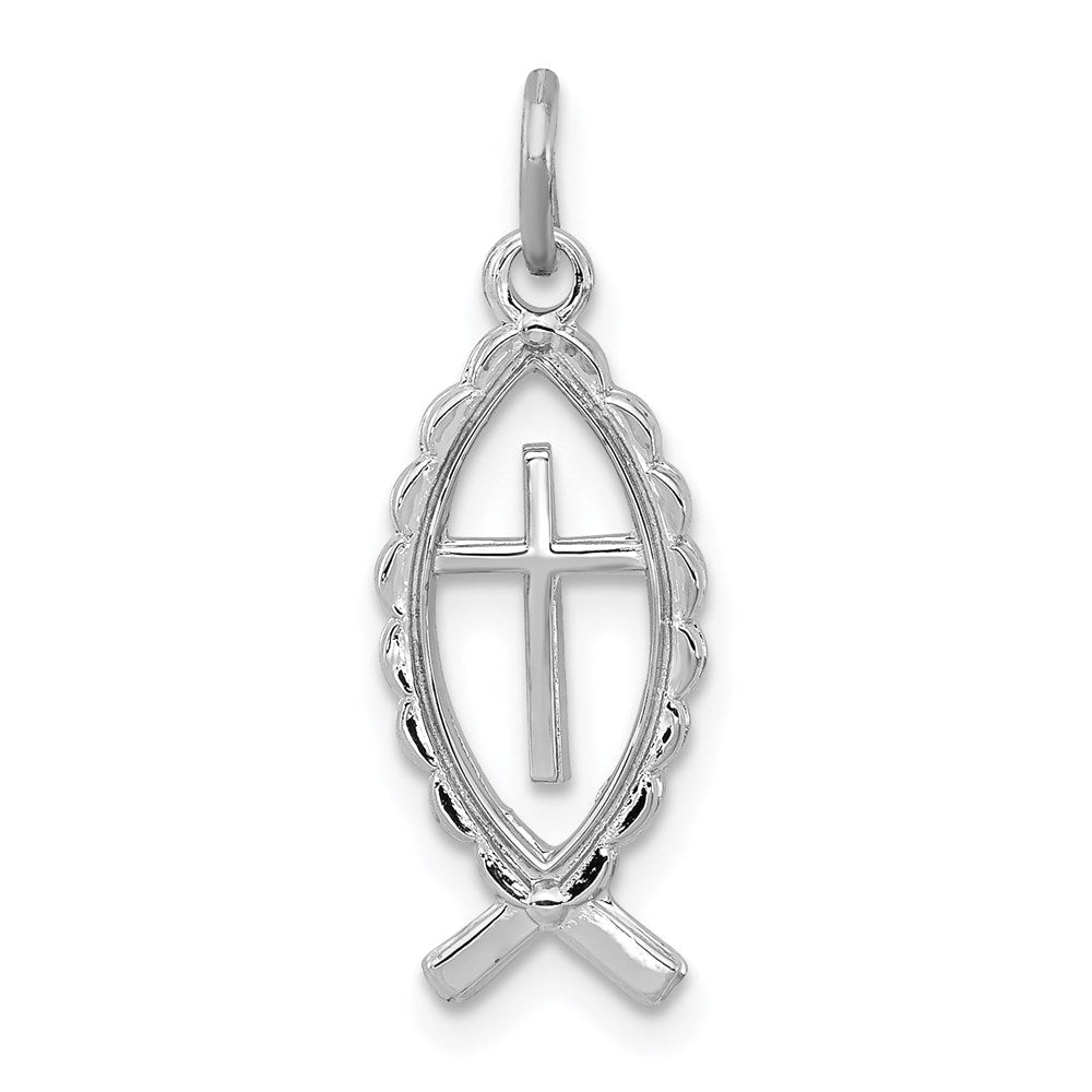 Sterlingsilber Rhodiniert Ichthus Fisch Charm