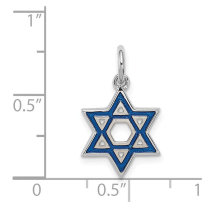 Sterlingsilber Rhodiniert Emailliert Blau Stern Of David Charm