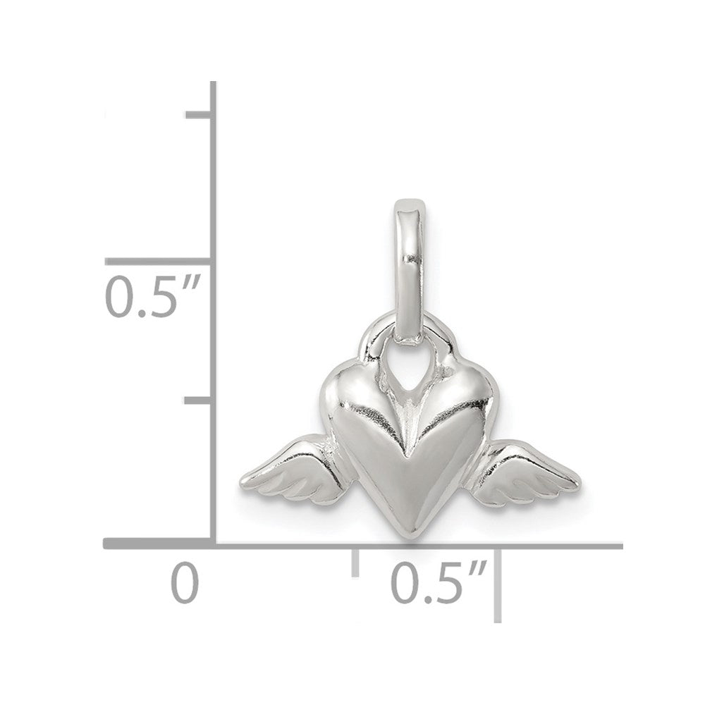 Sterlingsilber Herz mit Flügel Charm