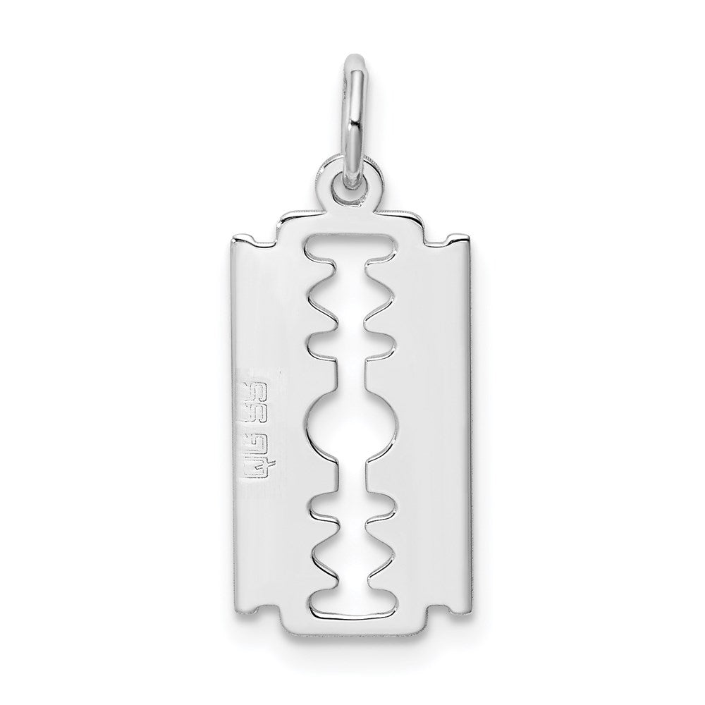 Sterlingsilber Rhodiniert Razor Blade Poliert Charm