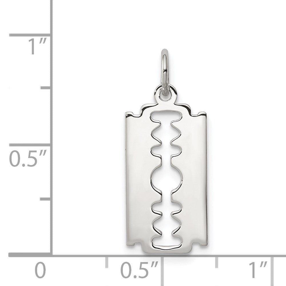 Sterlingsilber Rhodiniert Razor Blade Poliert Charm