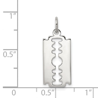 Sterlingsilber Rhodiniert Razor Blade Poliert Charm