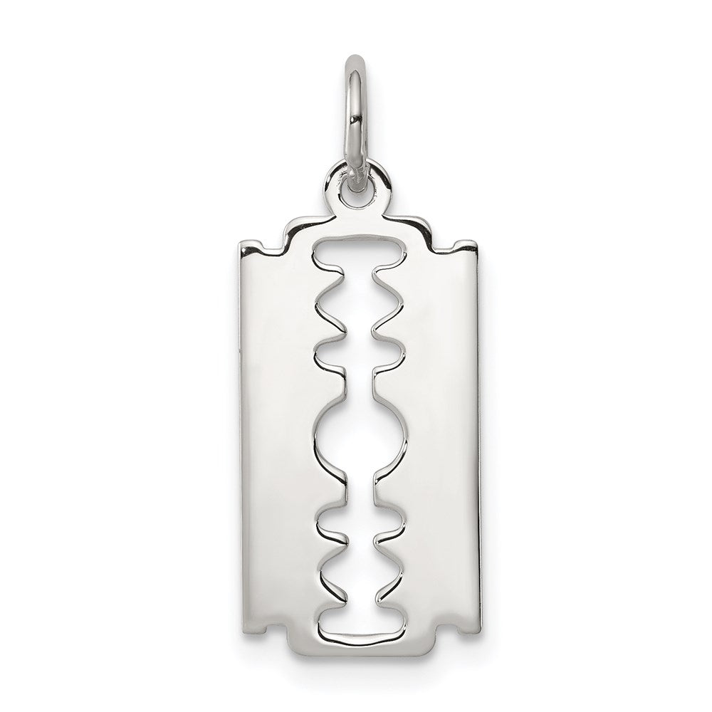 Sterlingsilber Rhodiniert Razor Blade Poliert Charm
