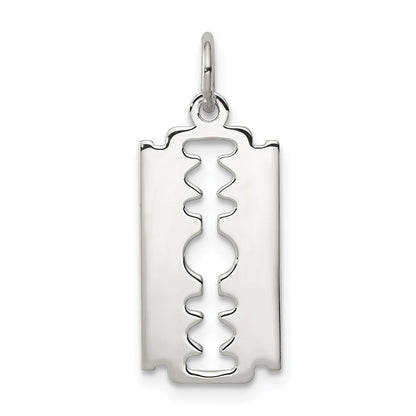 Sterlingsilber Rhodiniert Razor Blade Poliert Charm