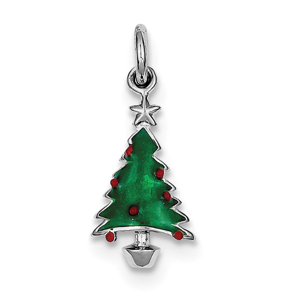 Sterlingsilber Rhodiniert Emailliert Weihnachten Baum Charm