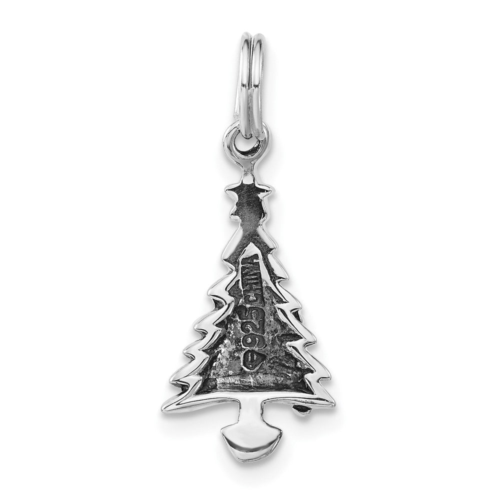 Sterlingsilber Poliert Grün & Rot Emailliert Weihnachten Baum Charm