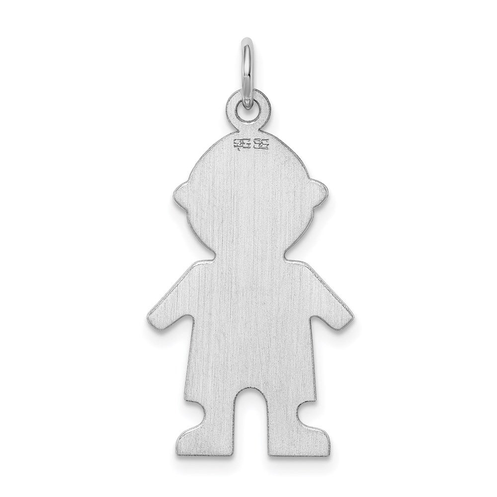 Sterlingsilber Rhodiniert Gravierbar Junge Poliert Plättchen Charm