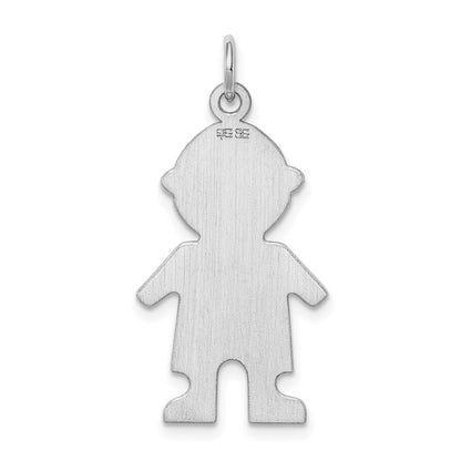 Sterlingsilber Rhodiniert Gravierbar Junge Poliert Plättchen Charm