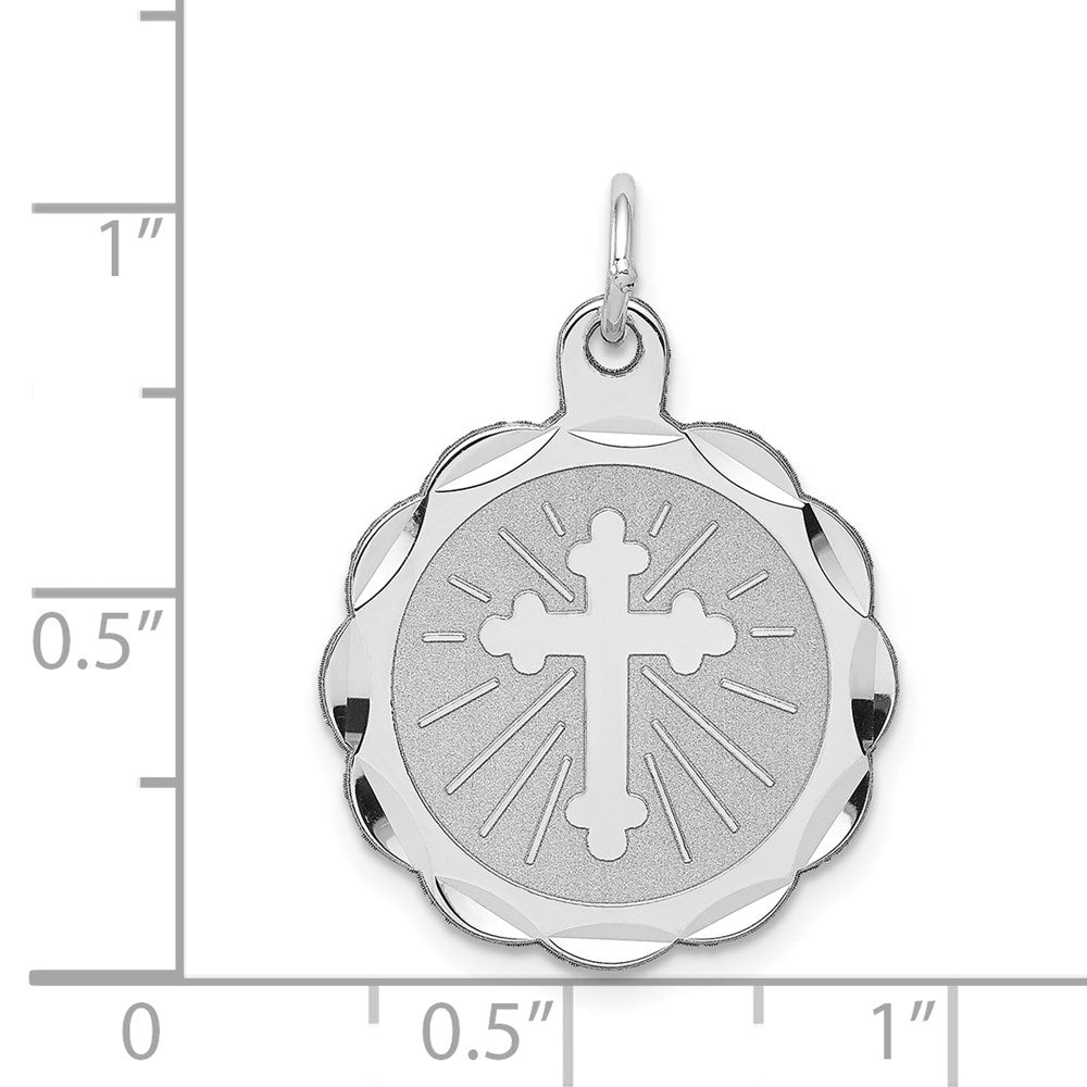 Sterlingsilber Rhodiniert Kreuz Plättchen Charm
