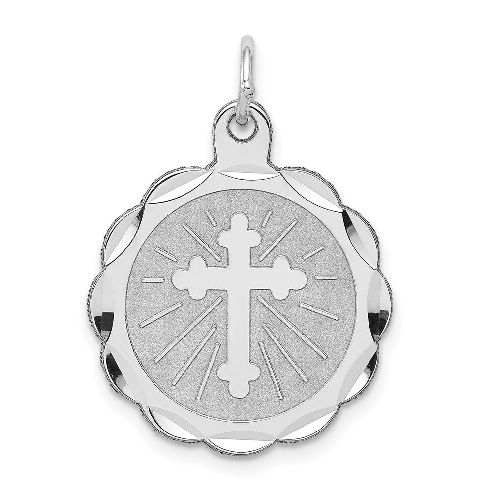 Sterlingsilber Rhodiniert Kreuz Plättchen Charm