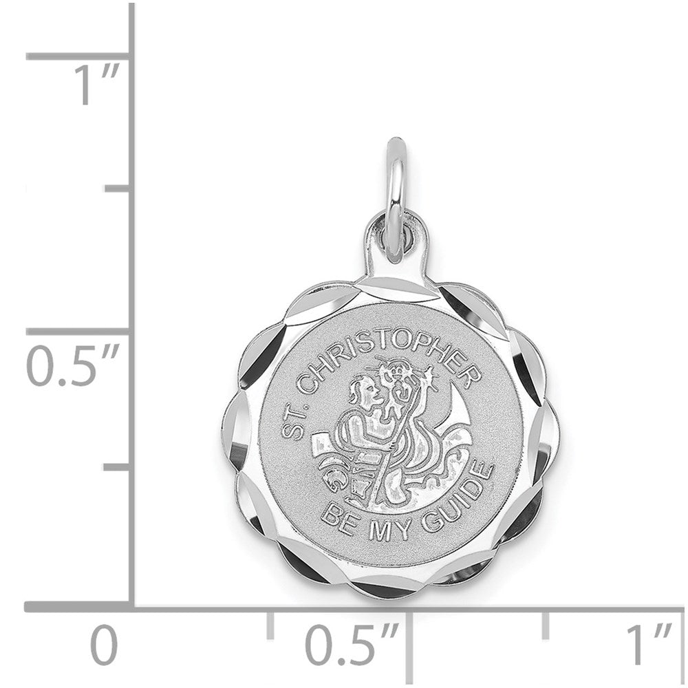Sterlingsilber Rhodiniert St. Christopher Medaille Charm