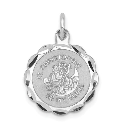 Sterlingsilber Rhodiniert St. Christopher Medaille Charm